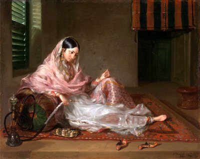 Muslim Lady Reclining or An Indian Girl with a Hookah by Francesco Renaldi